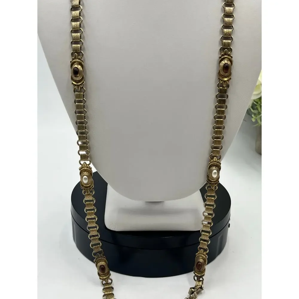 Vintage Gold Tone Book Chain Belt 34